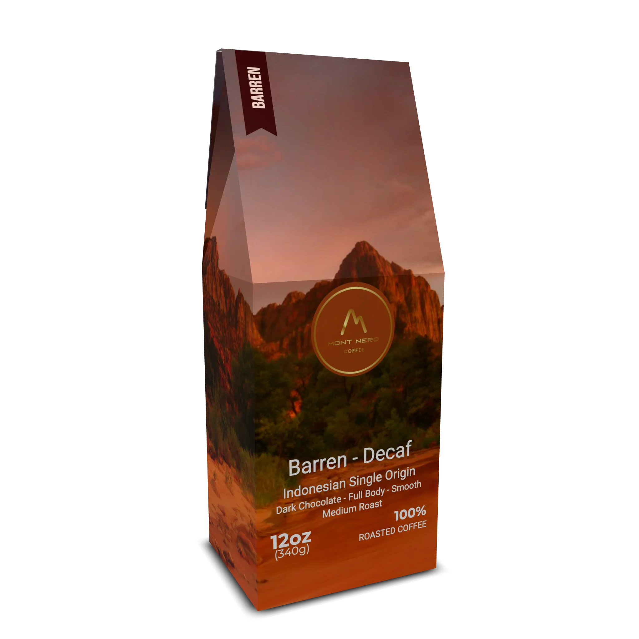 Barren - Decaf Medium/Dark Roast - Dark Chocolate, Full Body, Smooth