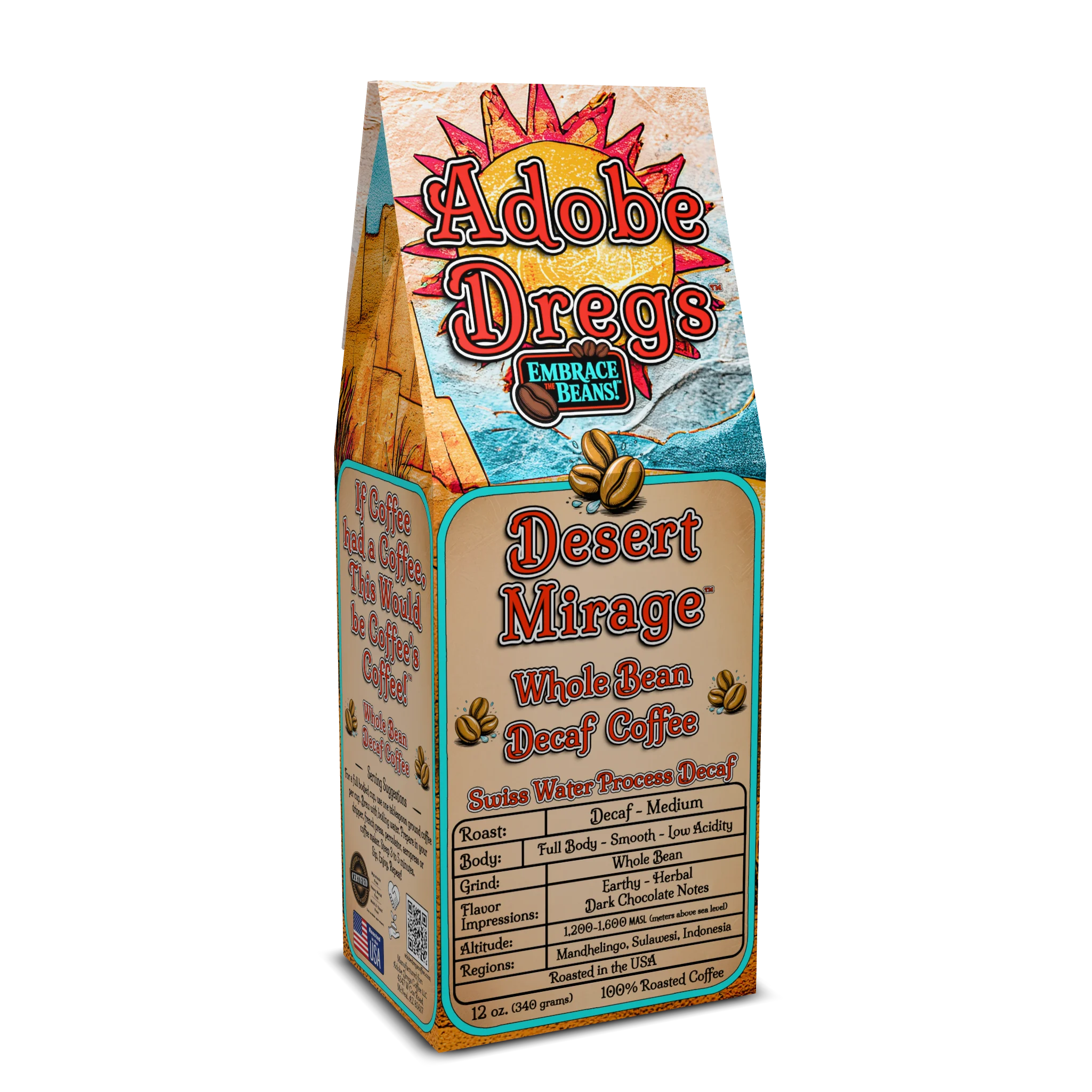 Adobe Dregs Coffee™ Desert Mirage™ Medium Roast Decaf Whole Bean Coffee