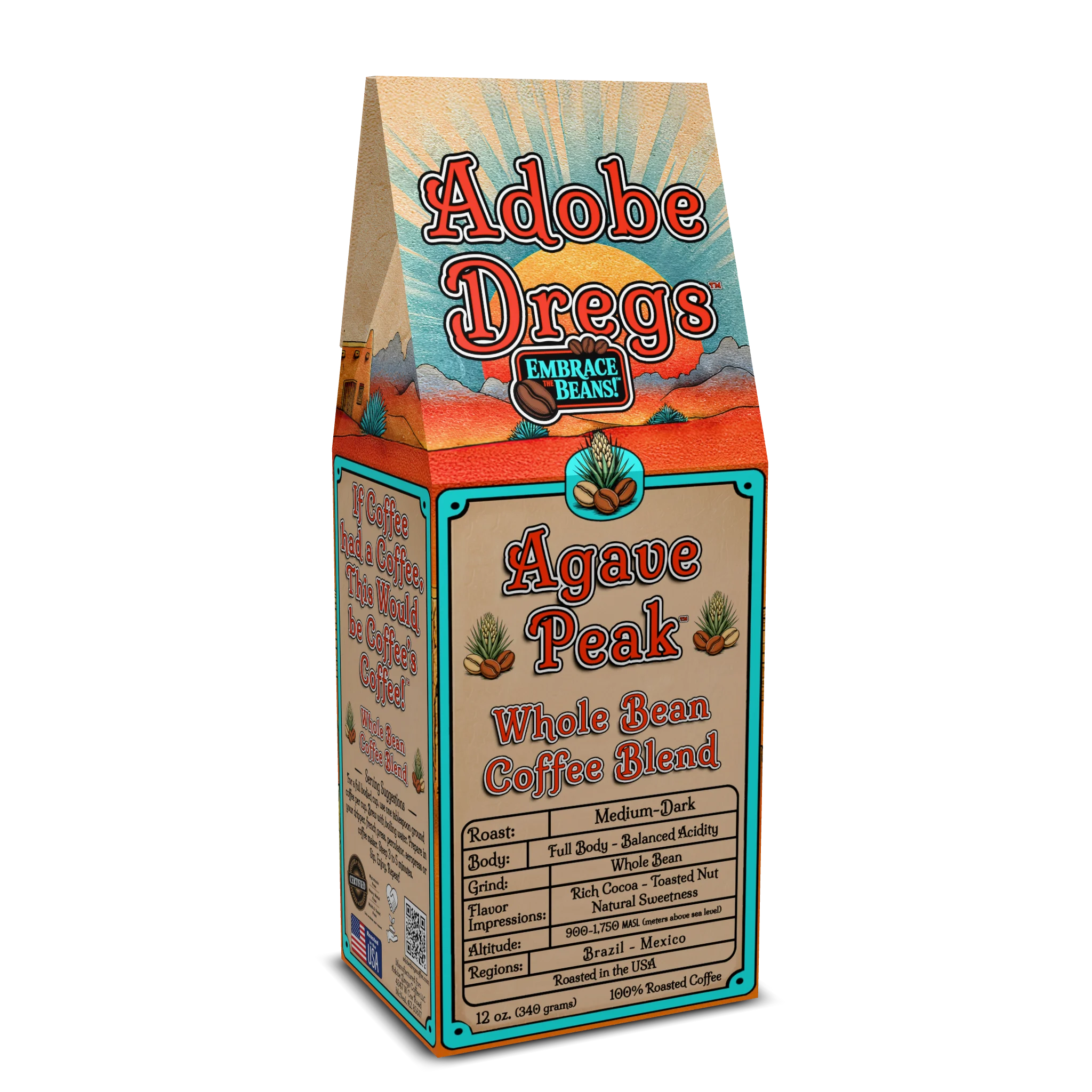 Adobe Dregs Coffee™ Agave Peak™ Medium-Dark Roast Whole Bean Coffee Blend