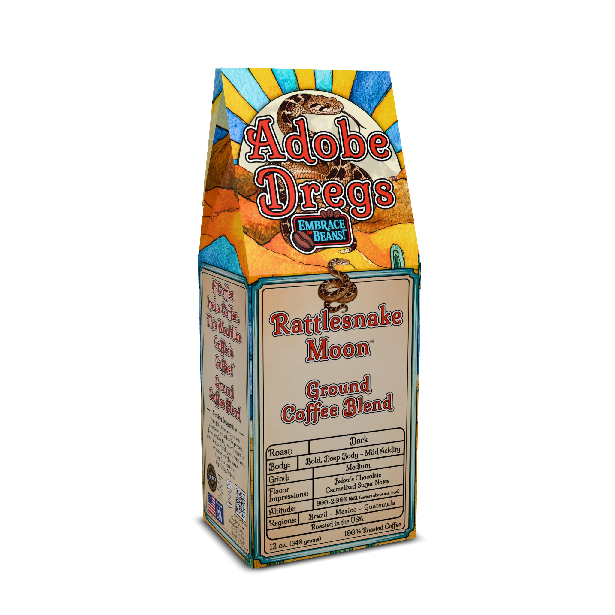 Adobe Dregs Coffee™ Rattlesnake Moon™ Dark Roast Ground Coffee Blend
