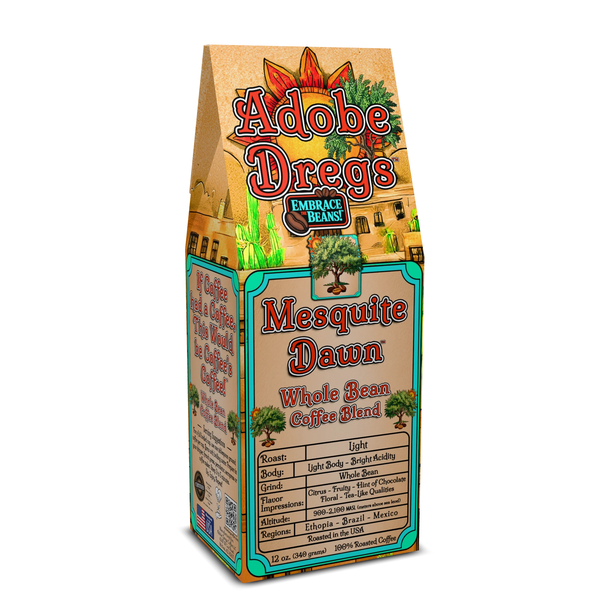 Adobe Dregs Coffee™ Mesquite Dawn™ Light Roast Whole Bean Coffee Blend