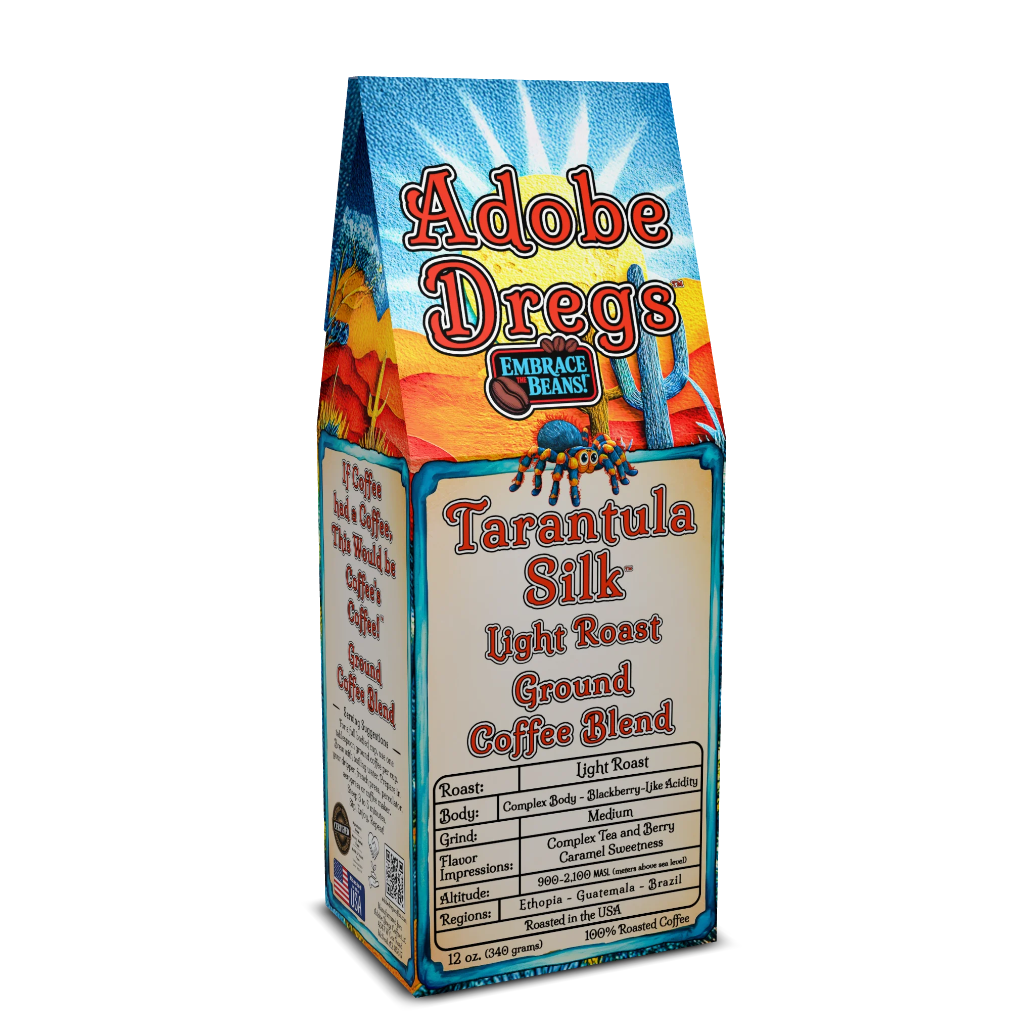 Adobe Dregs Coffee™ Tarantula Silk™ Light Roast Ground Coffee Blend