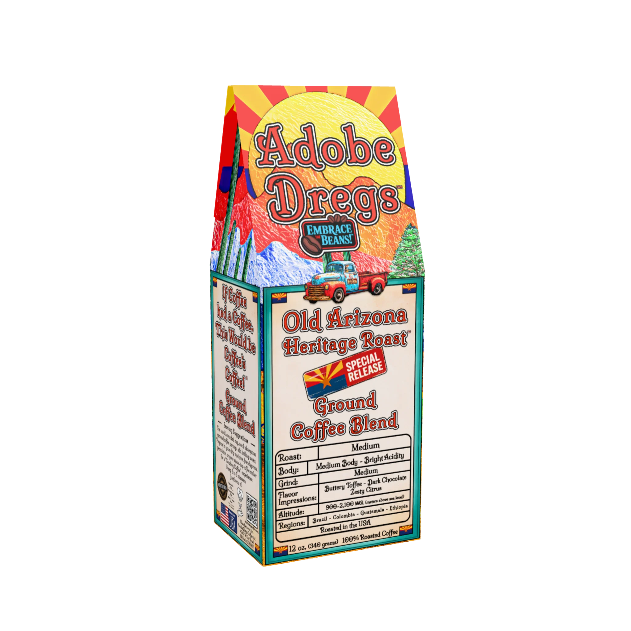 Adobe Dregs Coffee™ Old Arizona Heritage Roast™ Special Release Ground Coffee Blend (Medium Roast)