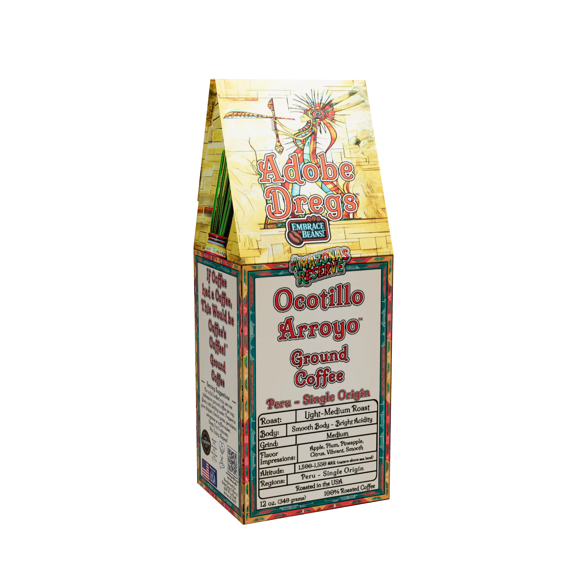 Adobe Dregs™ Coffee - Ocotillo Arroyo™ Peruvian Single Origin Amazonas Reserve Ground Coffee