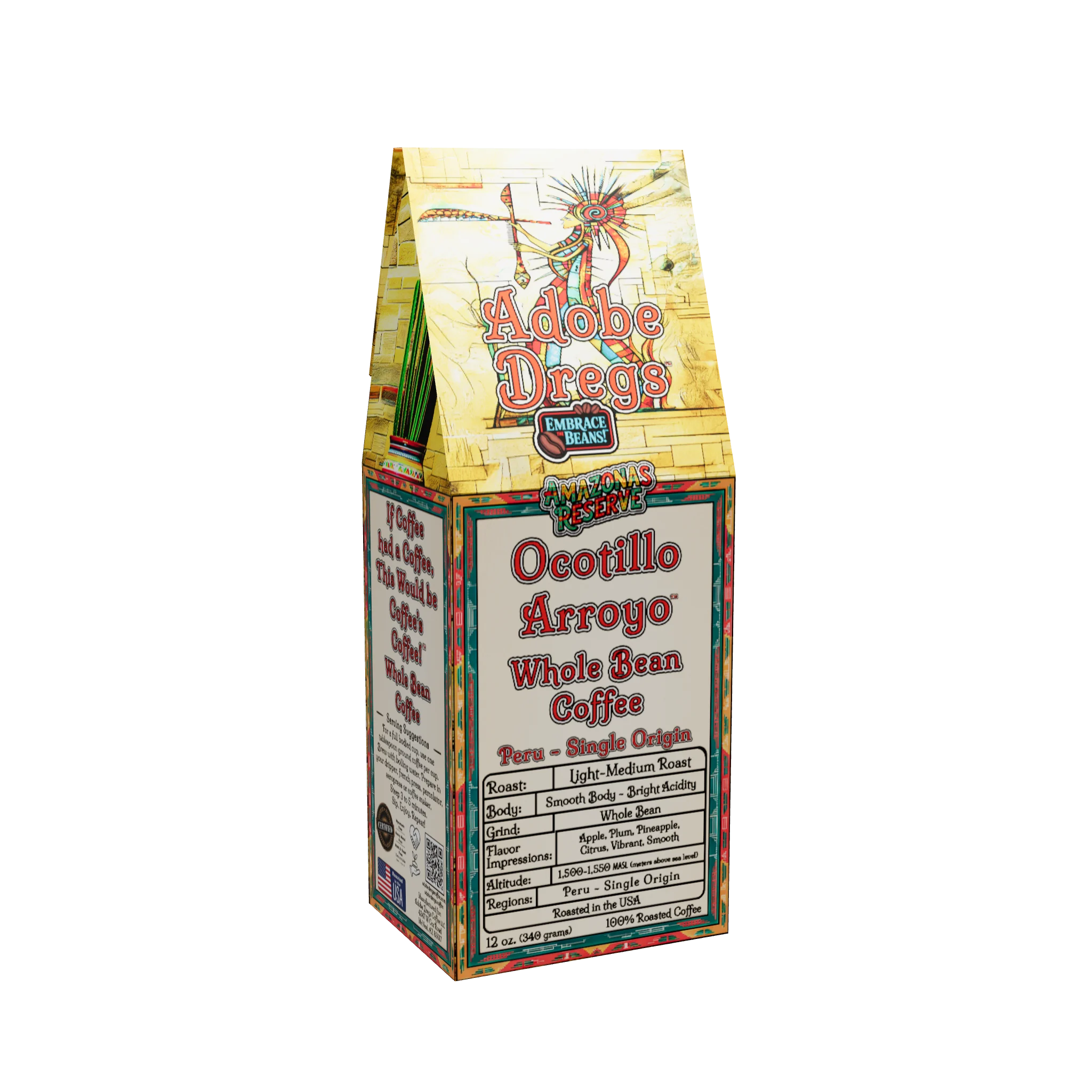 Adobe Dregs™ Coffee - Ocotillo Arroyo™ Peruvian Single Origin Amazonas Reserve Whole Bean Coffee